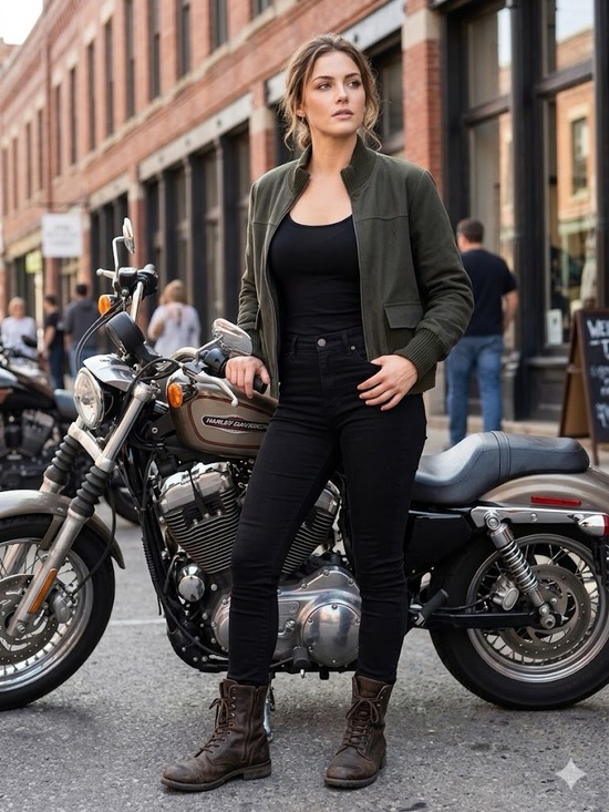 Norton Studio Jackets & Blazers - Women's Olive Bomber Jacket with Ribbed Trim